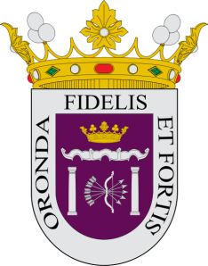 Escudo actual de Ronda (Málaga), donde aparecen nuevamente el yugo y las flechas.