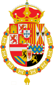 Escudo de Felipe II, donde ya no aparecen el yugo y las flechas.