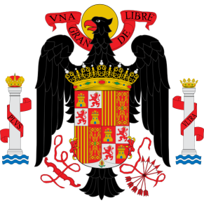 Escudo de la España franquista vigente entre 1945 y 1977 y donde aparecen el yugo y las flechas.